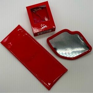 NWB Authentic 3pc Bundle CHRISTIAN LOUBOUTIN Mirror, Lipstick Chain & Pouch